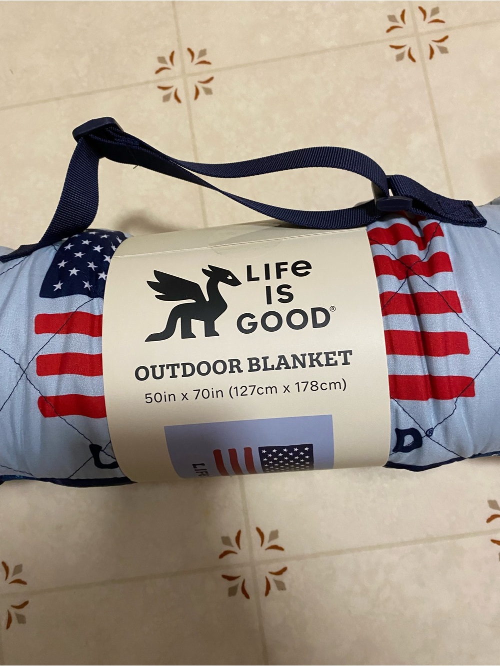 Life Is Good Patriotic Outdoor Blanket - Blue, Red, White